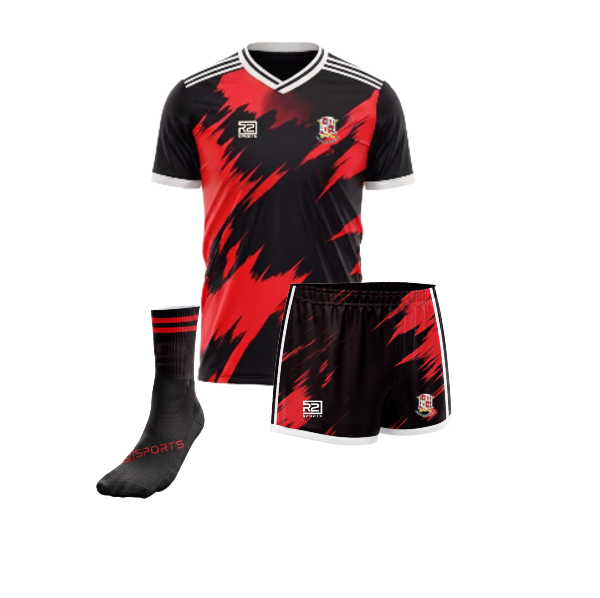 Ballygarvan – Training Jersey (Flames), Shorts (Black) and Mid Socks (Black) Bundle